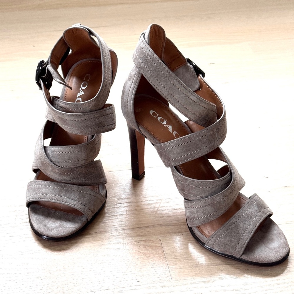 Coach Taupe Strappy Heels